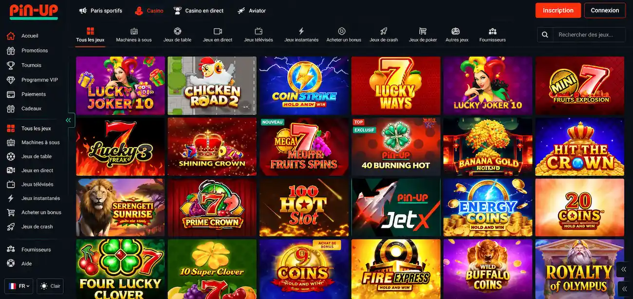 Casino Pin-Up Bet : machines à sous Lucky Joker, Aviator et jeux crash au Québec